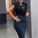 Purpdrank African Dresses for Women 2025 Spring African Sleeveless Black Party Evening Bodycon Dress Dashiki African Clothes Women