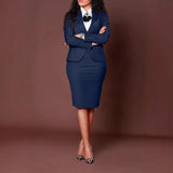 Purpdrank  Europe  Women's Autumn and Winter New Fashion Career Compound Long-sleeved Suit Bag Buttock Slit Skirt Suit