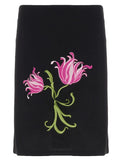 Purpdrank  Vintage Elegant Temperament  Medium Strecth Flower Embroidery A-LINE Slim Skirts