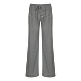 Purpdrank  Casual Striped Pants Draped Floor-Length Women Autumn All-season Multiple Styles High Waist Tie Straight Comfortable Home Pants
