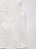 Purpdrank  Summer White Embroidery Flower Spliced Lace Sleeveless Tank Women Lacing Up Bow Front Loose Tank Top Crop Tops