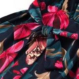 Purpdrank  Women's Floral Print Sexy Dress - Cross V Neck Long Sleeve Belted Midi Dress for Spring Summer