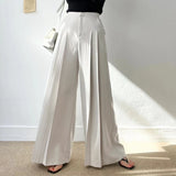 Purpdrank  Spring Summer Elegant Pleated Women's Wide Leg Pants 2025 New High Waist Solid Office Casual Loose Trousers for Women