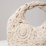 Purpdrank  Pattern Hollow Woven Shoulder Bag Bohemia Straw Beach Bag Premium Style Travel Must Haves Vacation Beach Handbags Women