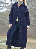 Purpdrank  plus Size Satin Knitted Cardigan Long-Sleeved Hooded Jumper Single Row of Buttons Elegant Autumn Winter Women's Best Choice