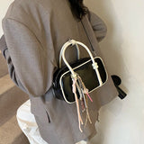 Purpdrank  Mini Square Top-handle Bags For Women Contrast Color Small Boston Shoulder Crossbody Bag 2025 New Luxury Designer Handbags