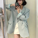 Purpdrank  Fashion Lace-up Blazers for Women Spring Two-Button Loose Long Sleeve Suits Jackets Elegant Popular Office Lady Coat Mujer