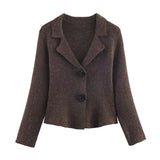 Purpdrank  European-style new women's fashionable, versatile, elegant, slimming knitted blazer with jeweled buttons.