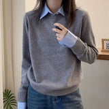 Purpdrank  Ladies Polo Collar Knitted Sweater Autumn Season Overhead Style Slimming Base Layer Top Lazy Fashion Korean Trend