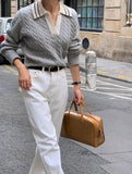 Purpdrank  Streetwear Striped Sweater Women Fashion Patchwork Knitted Pullovers Korean V Neck Knitwears Fall Winter Long Sleeve Jumpers New