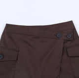 Purpdrank  Spring Summer Cargo Low Waist Shorts Skirts for Women Safari Short Trousers Side Pockets  Casual Street Bottom Deep Brown