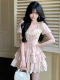 Purpdrank  French Style Sweet Elegant New 2 Piece Sets Women Cute Bow Y2k Tops + Cake Skirts Harajuku Female Korean Popular Clothing 2025