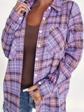 Purpdrank  Autumn Winter Shirts 2025 Women's Streetwear Plaid Pockets Long Sleeve Shirt Collar Button Through Basics Shirts