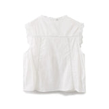 Purpdrank  Summer White Embroidery Flower Spliced Lace Sleeveless Tank Women Lacing Up Bow Front Loose Tank Top Crop Tops