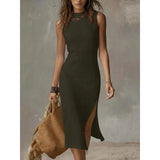 Purpdrank  Spring and Summer Solid Color Long Dress