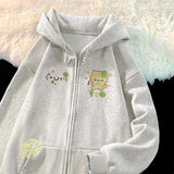 Purpdrank   Y2k Kawaii Japanese Cartoon Long Sleeve Zipper Hooded Sweatshirts Harajuku Loose Casual Hoodies 2000s Vintage Women Tops Chic