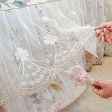 Purpdrank  100% Cotton Korean Princess Style Flowers Prints Lace Ruffles Bedding Set Duvet Cover 1.2M/1.5M/1.8M/2M Bed Skirt Pillowcases