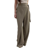 Purpdrank  Spring Summer Asymmetrical Women's Wide Leg Pants 2025 New High Waist Solid Side Button Elegant Casual Pants for Women