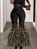 Purpdrank  Women Shiny Leopard Print Pants High Waist Trousers Office Work Lady Full Length Autumn Bottoms Capris 2026 Spring Summer
