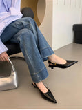 Purpdrank  Summer Pointed Toe Women Sandals Fashion Singbacks Mules Shoes Ladies Elegant Low Heel Stripper Party Sandalias