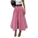Purpdrank  Fall Winter Pink Plaid Skirt Long Maxi A-Line Sweet Preppy Style Wool Blend Elegant Winter Skirt