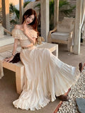 Purpdrank  French Style Summer Elegant Women 2 Piece Set Y2k Ruffle Off Shoulder Crop Top High + Waist A-line Long Skirt Female Outfits New