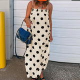 Purpdrank  Casual Sleeveless Hight Waist Long Dress Summer Sexy Off Shoulder Suspender Dress Lady Fashion Polka Dot Print Loose Party Dress