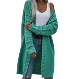 Purpdrank  Women's Casual Long Knitted Cardigan round Ne ort Sve Street Sle Regular Fit Long Sweater for Young Women 25-29