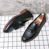 Purpdrank  Pointed casual moccasins for men fringed slip-on men's shoes Beef soles bean boat shoes Fashion hair stylist fashion shoes2026