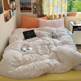Purpdrank  Hot Sale Striped Cotton Bedding Set Soft & Skin-Friendly Duvet Cover Sets Japan and Korea Style Design Bed Linen Set
