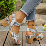 Purpdrank  Women's Summer Fashion Large Sandals 2025 New Bohemian Style Knitted High Heel Sandals Women's Thick Bottom Temperament Sandals