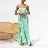 Purpdrank  Women's Summer Dresses Boho Floral Print Spaghetti Straps Long Dress Backless Sleeveless Casual Dress Ruffle Flowy Beach Dresses