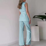 Purpdrank  Chic Two-Piece Women's Set Button-Detail Vest with Lapel Neck & Tailored Trousers Versatile Outfit for Work and Sophisticated