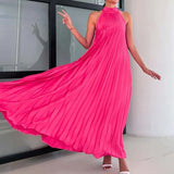 Purpdrank  Women Sexy Off Shoulder Dress New Elegant Solid Swing Loose Party Dress Spring Female Halter Slim Banquet Long Dress