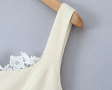 Purpdrank  Sexy Spliced Lace U Collar Big Backless Sling Dress Woman Low Slim Waist Pleated Swing Ball Gown Mini Tank Dresses Robe