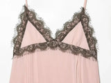 Purpdrank  Sexy Pink Spliced Brown Lace V neck Chest Sling Dress Women Low Waist Ruffles Hem A-line Short Dresses Femme Vestidos Mini Robe
