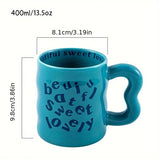 Purpdrank  Ceramic English Alphabet Mug with Irregular Handle Coffee Cup Cute Couple Drinkware Coffee Milk Mug Creative Festival Gifts