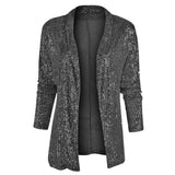 Purpdrank  Spring Sequin Long Sleeve Elegant Midi Women's Blazer Color Block Double Breasted Polyester Fiber Commute Style Fashion