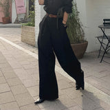 Purpdrank  Spring Elegant Women's Wide Leg Pants 2025 New High Waist Solid Korean Casual Loose Trousers Pockets Female