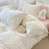 Purpdrank  Princess Style Bedding Sets Ruffle Lace Bow Quilt Cover Romantic Print Bedclothes Home Decor Woman Girl Bedroom Duvet Cover 4pcs