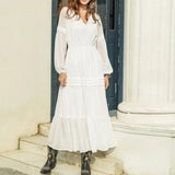 Purpdrank  Spring Autumn Elegant Princess Style Vintage Dress Sexy V Neck Lantern Sleeve Ruffle Long Dress Fashion Casual Women Party Dress