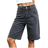 Purpdrank  Women's High Waist Straight Leg Denim Bermuda Shorts Vintage Washed Loose Jean Shorts Casual Summer Streetwear With Pockets