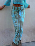 Purpdrank  Women Summer New Beach Style Simple Long Skirts Loungewear Fashion Printing Slim Vintage Patchwork Ladies Skirts Streetwear
