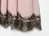 Purpdrank  Sexy Pink Spliced Brown Lace V neck Chest Sling Dress Women Low Waist Ruffles Hem A-line Short Dresses Femme Vestidos Mini Robe