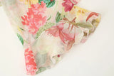 Purpdrank  Fashion Semi Sheer Floral Print Wood ears Ruffles V neck Pullover Shirt Women Full Flare Sleeve Loose Chiffon Blouses Tops