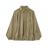 Purpdrank  Women's satin lightweight baseball jacket spring casual pleated zipper jacket long sleeved women's jacketcasual women's jacket
