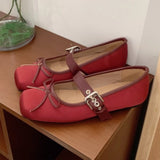 Purpdrank  Sweet Butterfly-knot Mary Jane Shoe Women Retro Square Toe Shallow Ballet Flats Comfort Soft Sole Designer Shoe Zapatos De Mujer