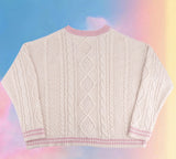 Purpdrank  Trendy Women's Clothing Knitted Cardigan Embroidery Sweater Coat Lazy Streetwear Comfortable Single Row Buttons Patchwork Tops