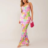 Purpdrank  Printed Sexy Backless Ruched Long Summer Dresses for Women 2025 New Fashion Strapless Party Prom Maxi Tube Dress Casual Vestidos