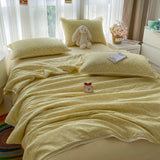 Purpdrank  Summer Quilt Four Piece Set Floral Printed Soft Bedroom Decor Bedding Set Summer Quilt Bed Sheet With Pillowcases Home Textiles